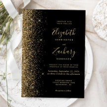 Modern svart guld falskt glitter kant bröllop