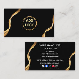 Modern Svart & Guld Företag Visitenkort | Logotyp Visitkort