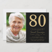 Modern Svart Guld Foto 80-årsdag
