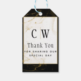 Modern Svart Guld Glitter Bröllop Presentetikett