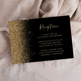 Modern svart guld glitter kant bröllopsmottagning tilläggskort