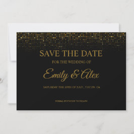 modern svart & guld glitter Save The Date  Inbjudningar