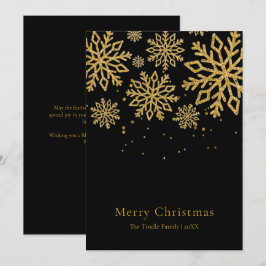 Modern svart guld glitter skrift jul julkort