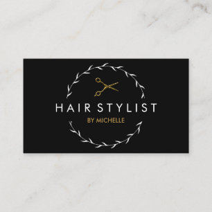 Modern svart Guld Hairstylist-avtalskort Visitkort