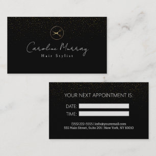 Modern svart Guld Hairstylist-avtalskort Visitkort