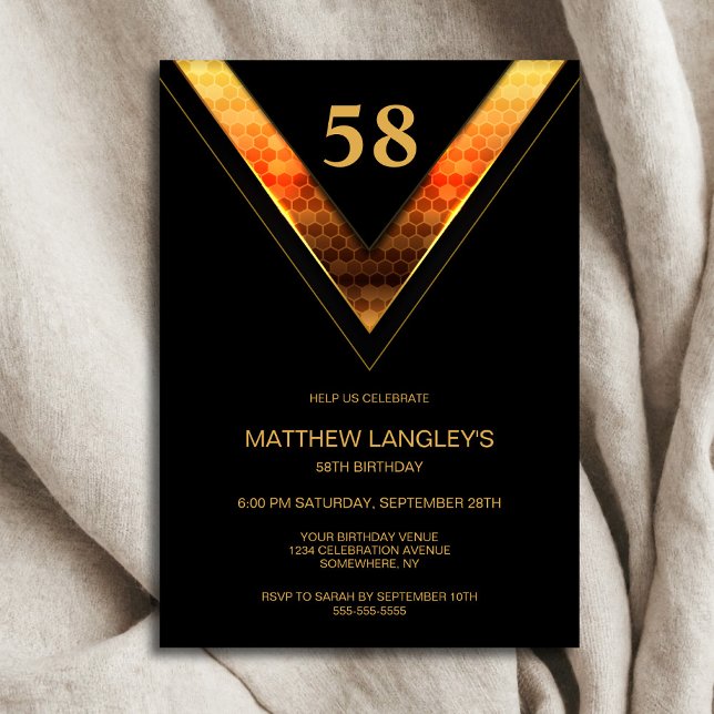 Modern svart Guld i alla åldrar Födelsedagsfest Inbjudningar (Skapare uppladdad)