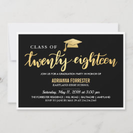 Modern svart Guld| Klassen Student i 2018 års skri Inbjudningar