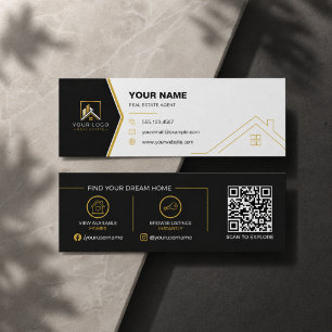 Modern Svart Guld Lyx Fastigheter QR-kod Mini Visitkort