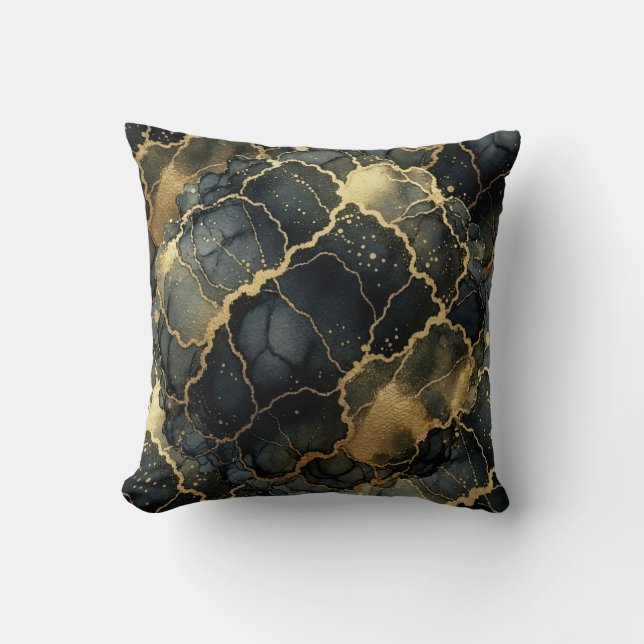 Modern svart + guld lyx  kudde (Framsida)