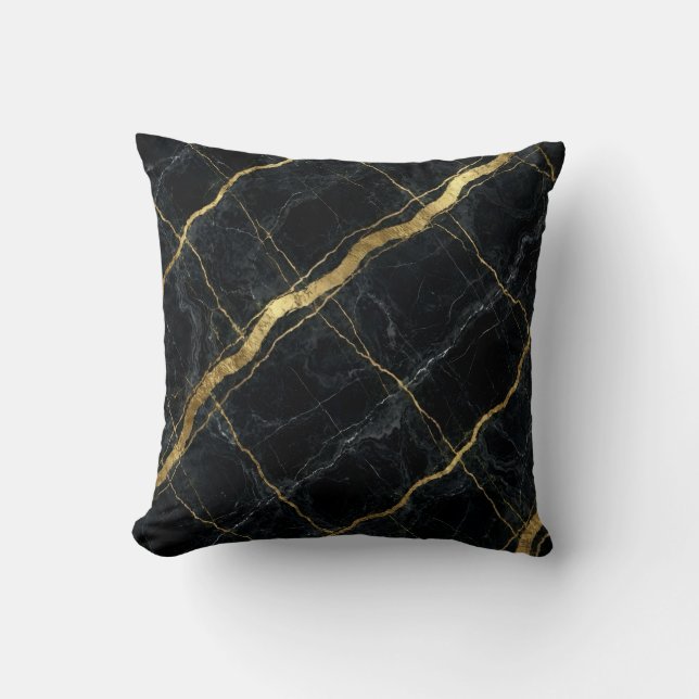 Modern svart + guld lyx  kudde (Framsida)