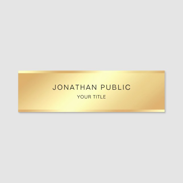Modern Svart Guld Mall Professionell Elegant Namnbricka (Framsida)