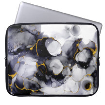 Modern svart-Guld-marble-bakgrund Laptop sleeve