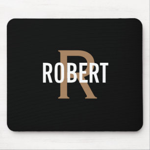 Modern svart guld monogram manar namn-musmatta musmatta
