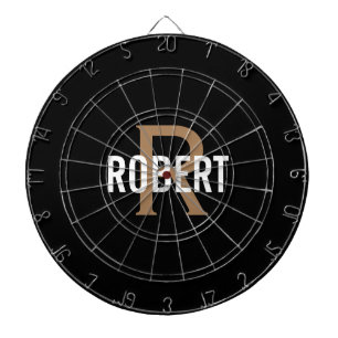 Modern svart guld monogram namn darttavla
