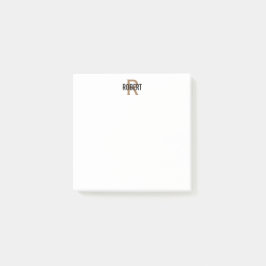 Modern svart guld monogram namn post-it block