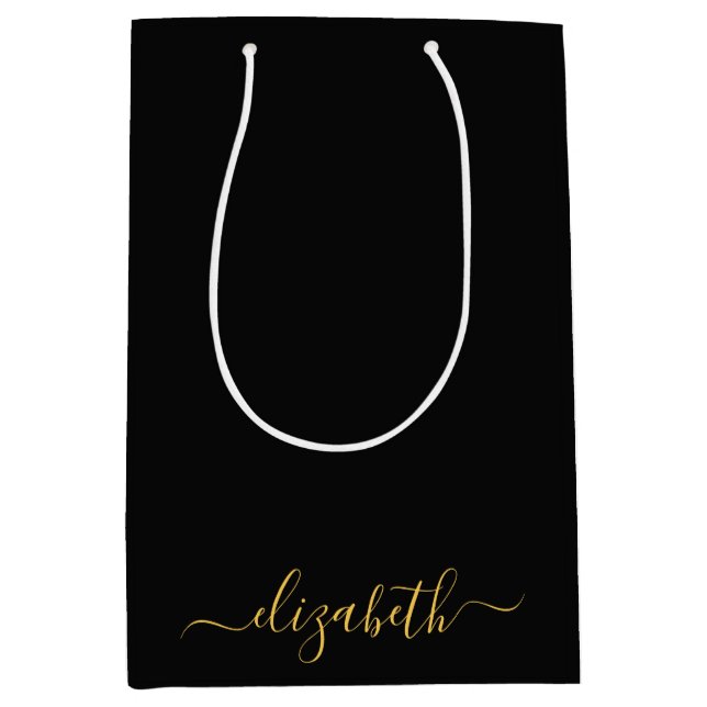 Modern svart guld monogram skriv namn (Framsidan)