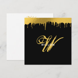 Modern svart & Guld Monogram-Vintage Anteckningskort