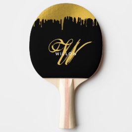 Modern svart & Guld Monogram-Vintage Pingisracket