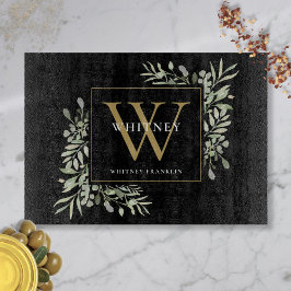 Modern svart Guld-monogrammet Modern Greenery