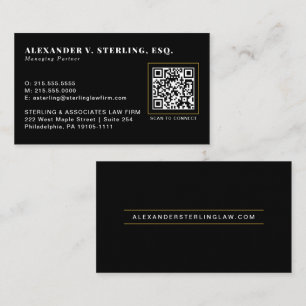 Modern Svart Guld QR-kod Lyx Professionell Visitkort