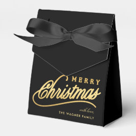 Modern Svart & Guld Script God Jul Presentaskar