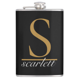 Modern svart guld Stilig Monogram Girly skrift Fickplunta