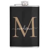 Modern svart guld Stilig Monogram Girly skrift