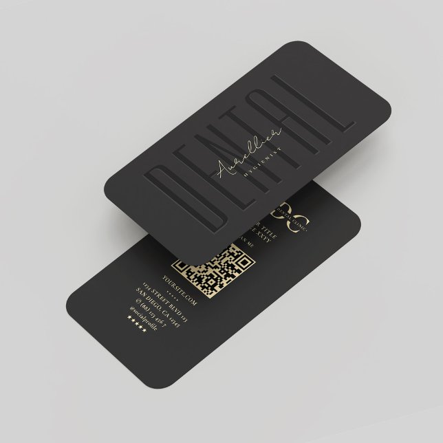 Modern svart Guld, tandhygienist, monogram, Visitkort (Monogram Dental Hygienist Black Gold Modern Business Card
)