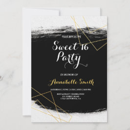 Modern svart & Guld vattenfärg Geometric söt 16 Inbjudningar