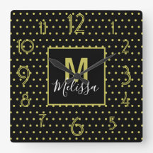 Modern svart gyllene cirkel Mönster Monogram