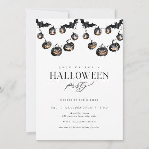Modern svart Halloween-festinvitation Inbjudningar