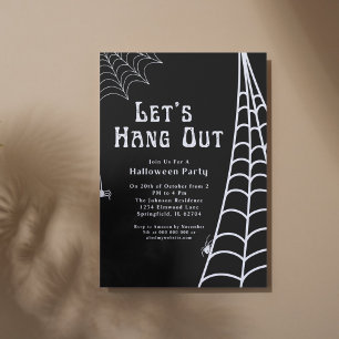 Modern svart Halloween-spindel ut Inbjudningar