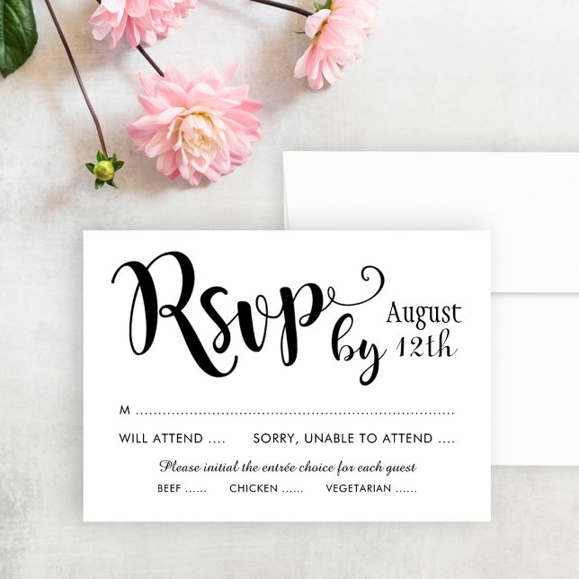 Modern svart handskriven skript Bröllop OSA Kort (Skapare uppladdad)