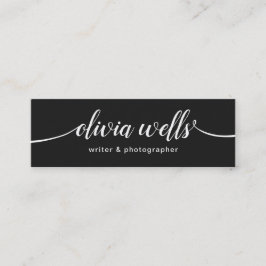 Modern svart handskriven skriptkalligrafi mini visitkort