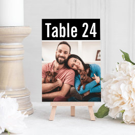 Modern svart husdjursfoto Bordnummerkort Inbjudningar