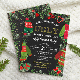 Modern svart jul, Helgdag Ugly Party Inbjudningar