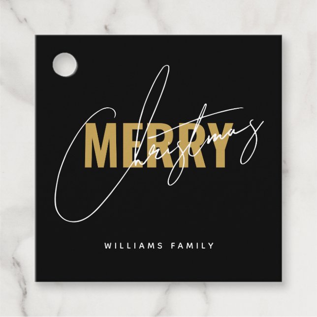 Modern svart julklapp gåvor etiketter (Framsida)