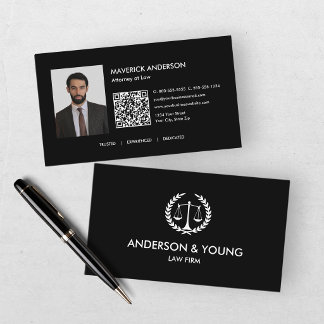 Modern Svart Jurist Professionell Foto Visitkort
