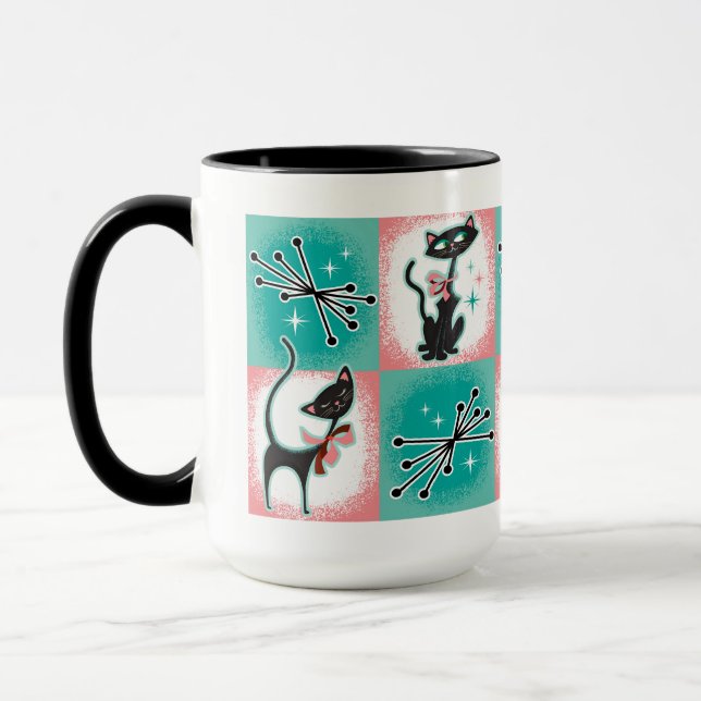 Modern svart kaffekaffe Mugg i medelårhundradet (Vänster)