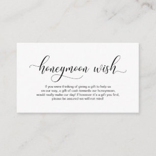 Modern svart kalligrafi, Bröllop Honeymoon Wish Tilläggskort