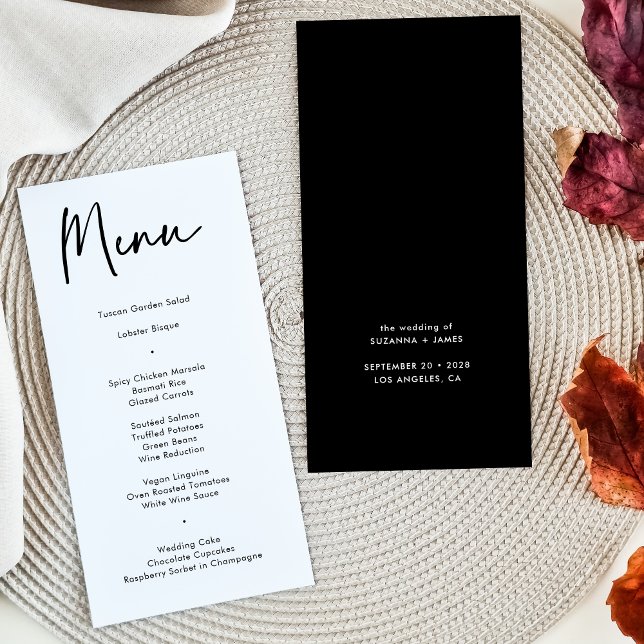 Modern svart kalligrafi, Bröllop, innermeny Meny (Skapare uppladdad)