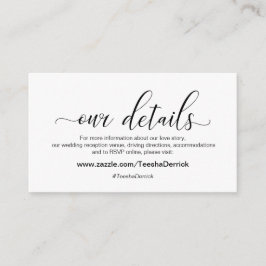 Modern svart kalligrafi, Bröllop vår information Tilläggskort