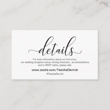 Modern svart kalligrafi, Bröllopsdetaljer