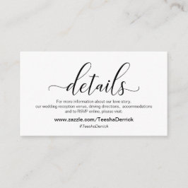 Modern svart kalligrafi, Bröllopsdetaljer Tilläggskort