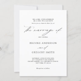 Modern svart kalligrafi enkel minimalistisk Bröllo Inbjudningar