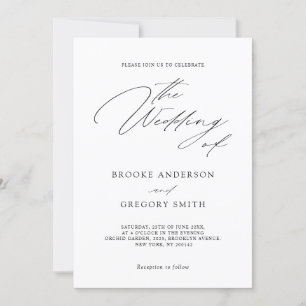 Modern svart kalligrafi enkel minimalistisk Bröllo Inbjudningar