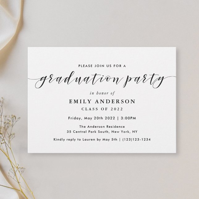 Modern svart kalligrafi foto examensfest inbjudningar (Skapare uppladdad)