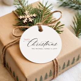Modern svart kalligrafi jul familjenamn gåvor etiketter
