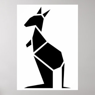 Modern svart kängurosymbol poster