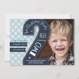 Modern svart kartong och blå punkt andra födelseda inbjudningar